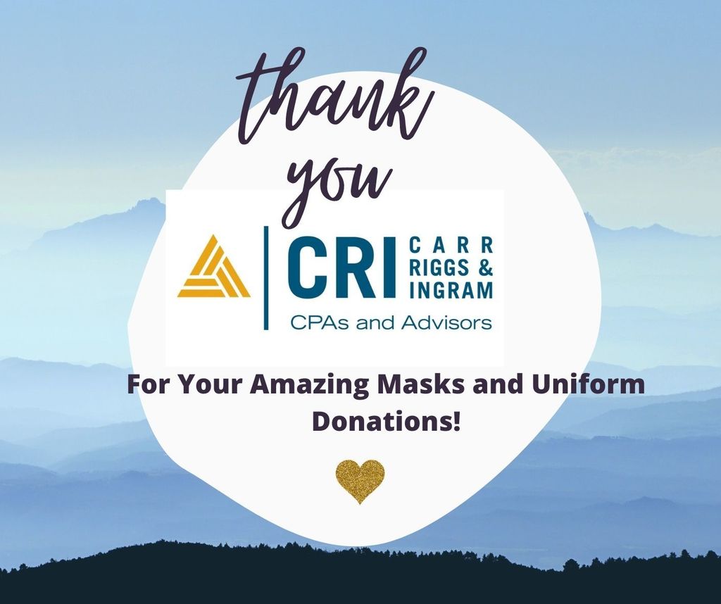 Thank you to Carr, Riggs, & Ingram CPA Firm for your donation of masks and uniforms.
