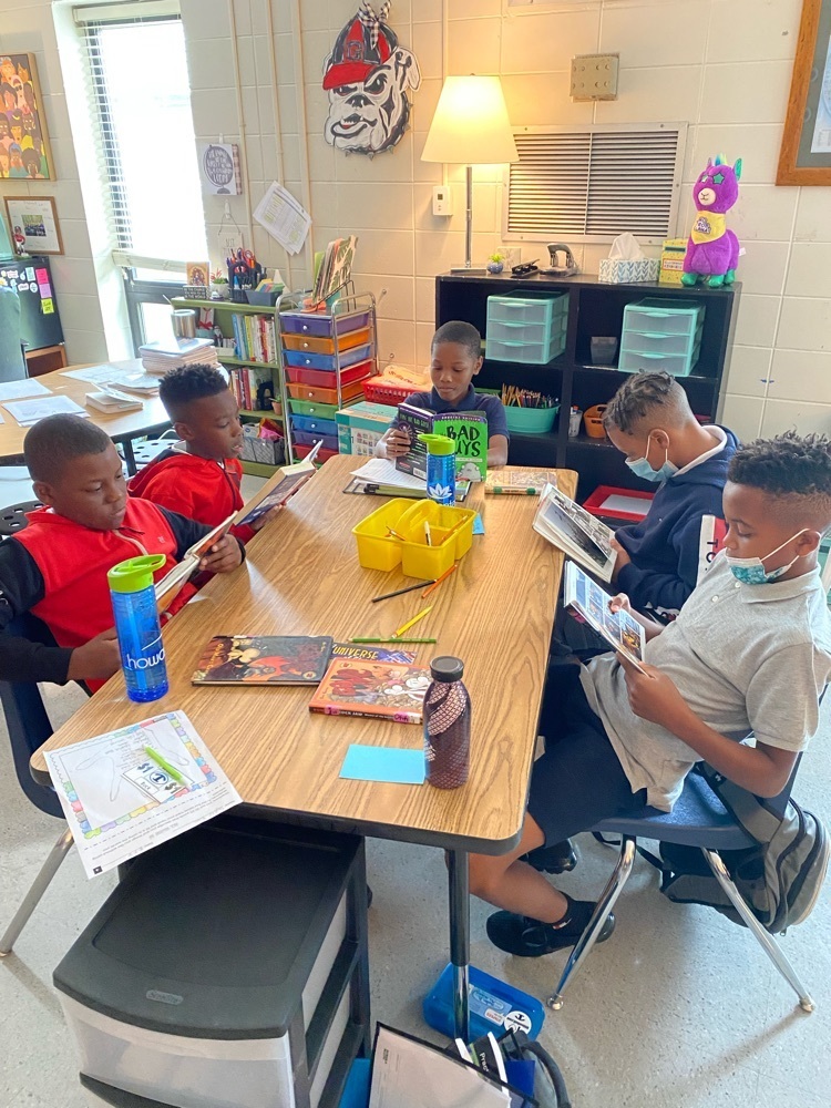 students reading