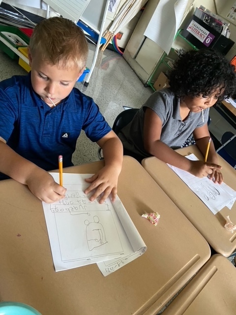 students writing