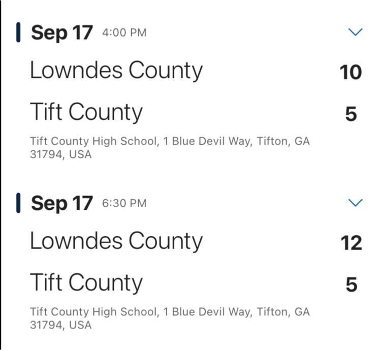 Softball vs Lowndes County Scores