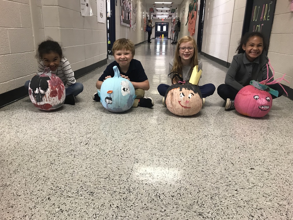 Students in Mrs. Ring’s class just finish a unit on analyzing characters.  As a culminating activity, the students chose a character and decorated their pumpkin like the character.  Thank you to Wal-Mart Neighborhood Market for donating the pumpkins.