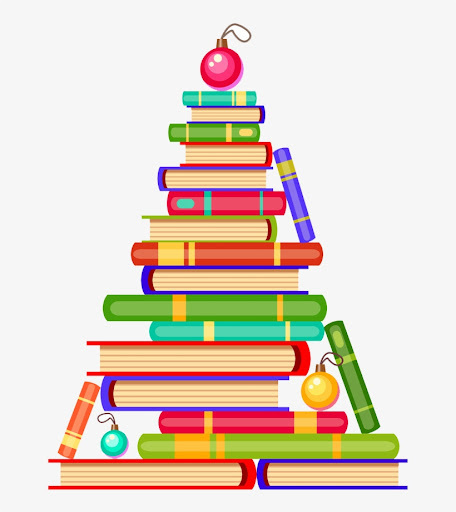 christmas tree with books