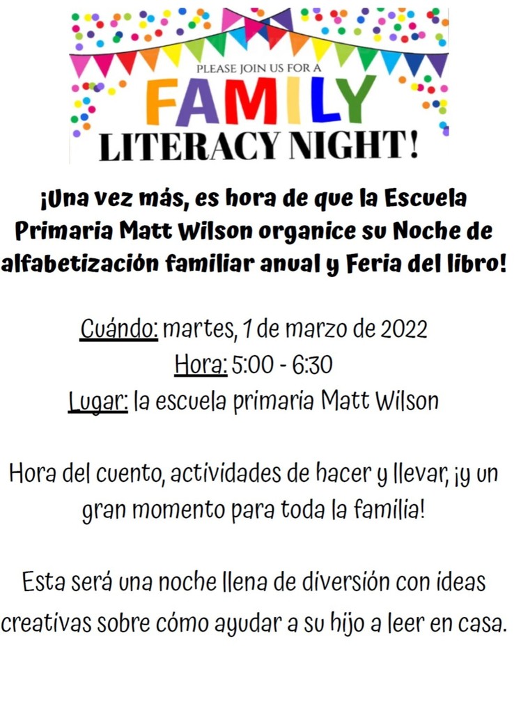 Spanish Version of Literacy Night Flyer