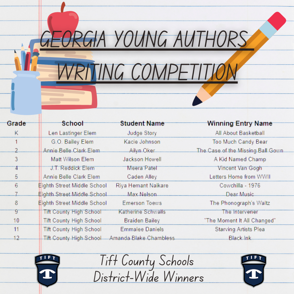 Georgia Young Authors Writing Competition District Winners