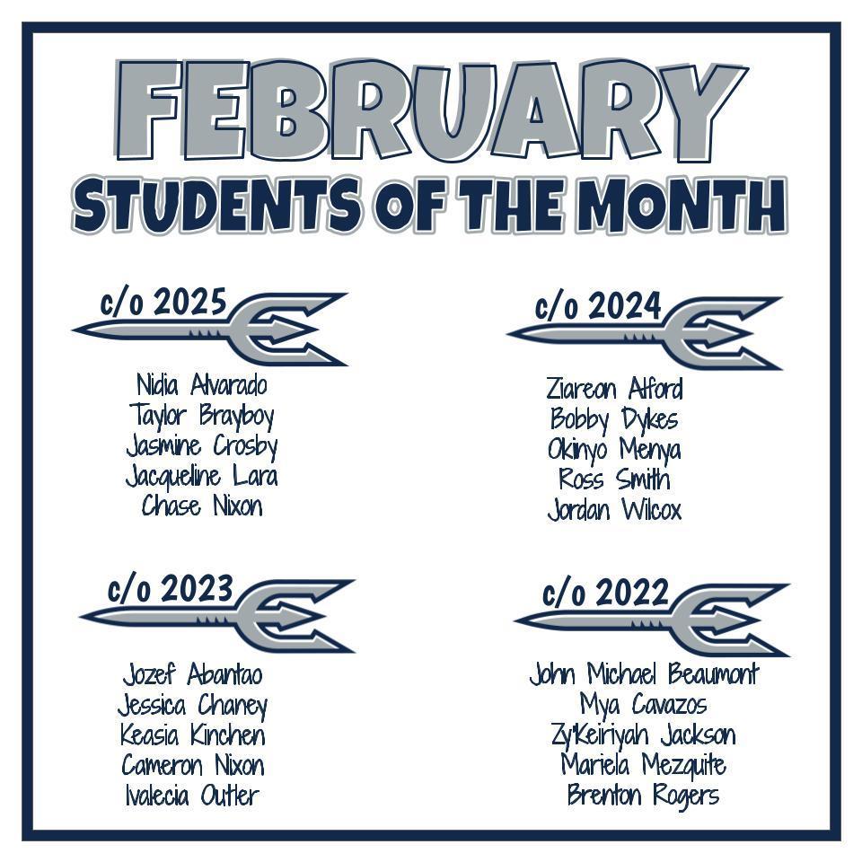 TCHS Students of the Month