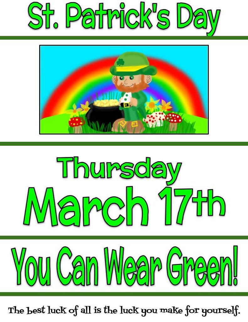 Students can wear green on March 17th!