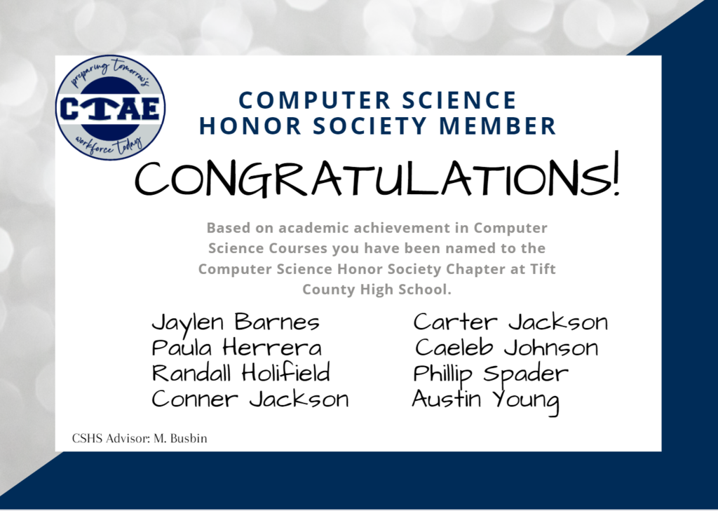 Computer Science Honor Society Members