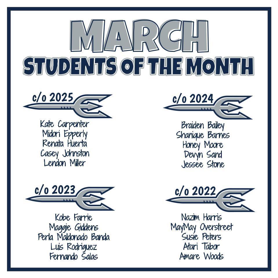 March  Students of the Month