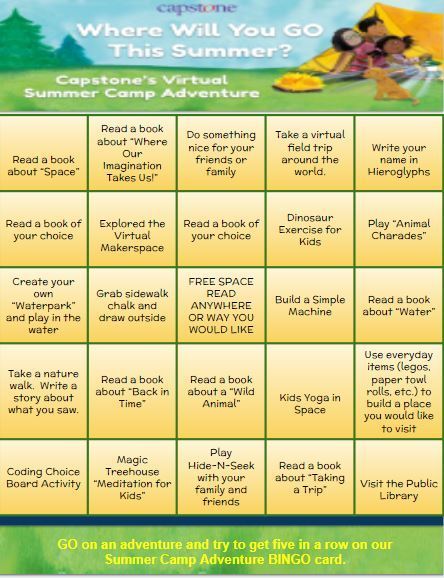 Capstone Summer Reading Program Bingo Card