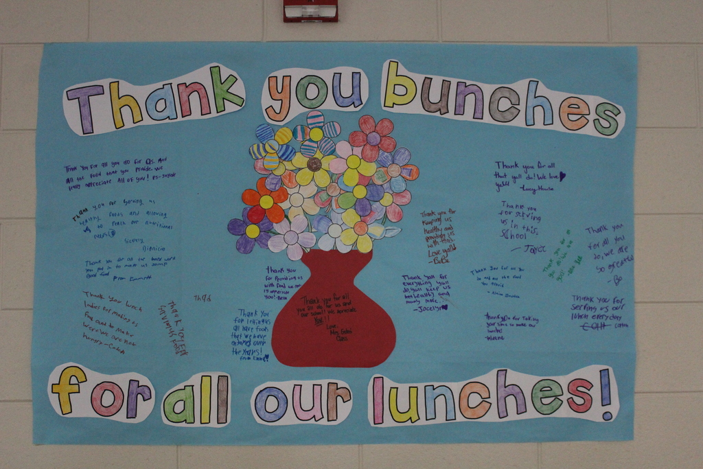 5th Grade poster for the lunchroom staff