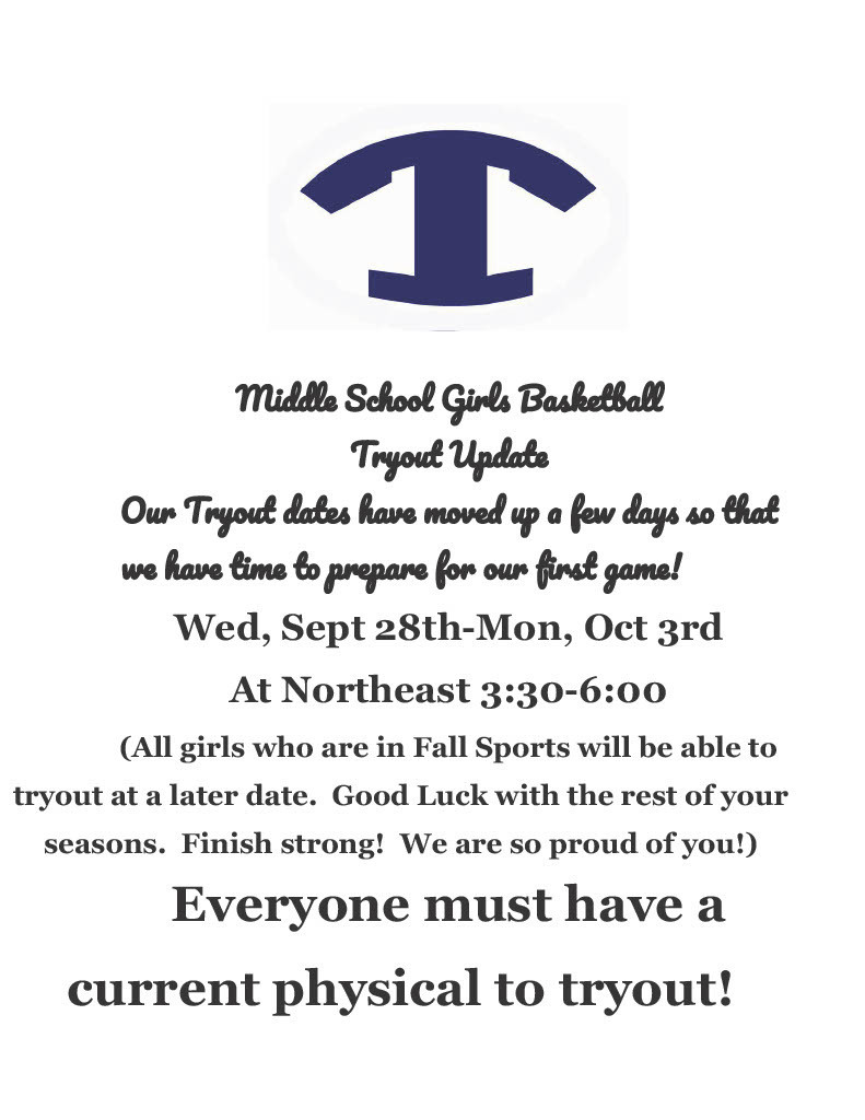MS Girls Basketball Tryouts Updated