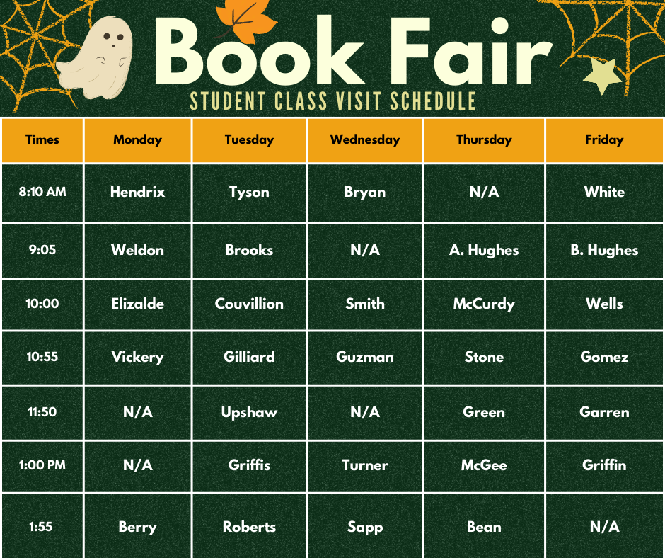 Fall Book Fair Student Schedule