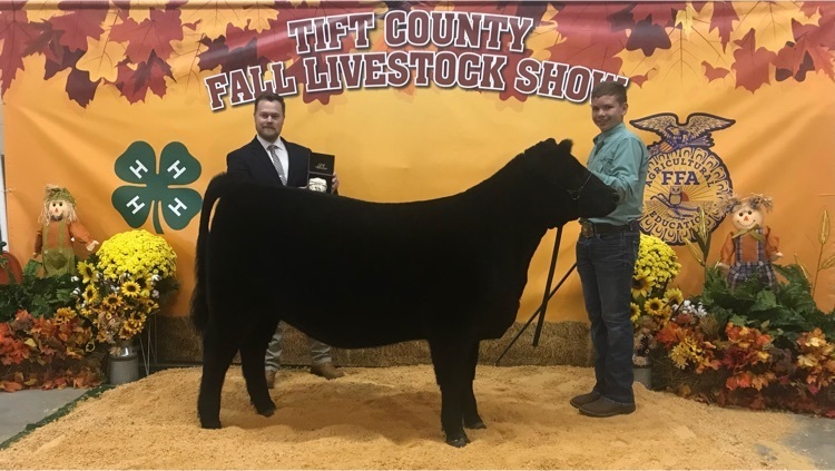 Henry Miller wins the Heifer Show in the Fall Livestock show.