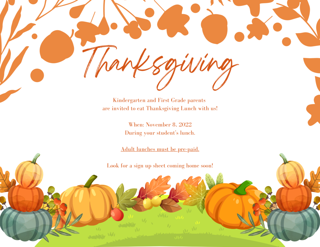K and 1st grade Thanksgiving Flyer