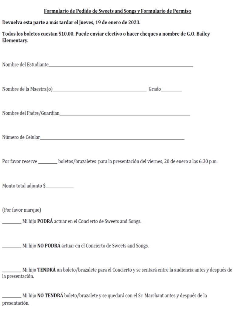 Spanish Permission Form