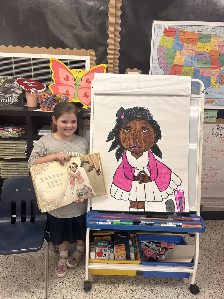 Starting Black History Month off with a hand drawn picture of Ruby Bridges by one of our 3rd graders! 