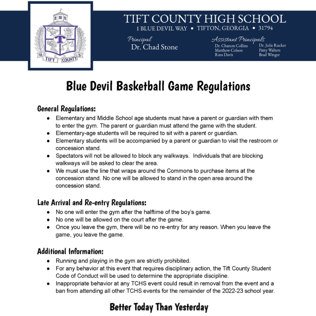 Blue Devil Basketball Game Regulations