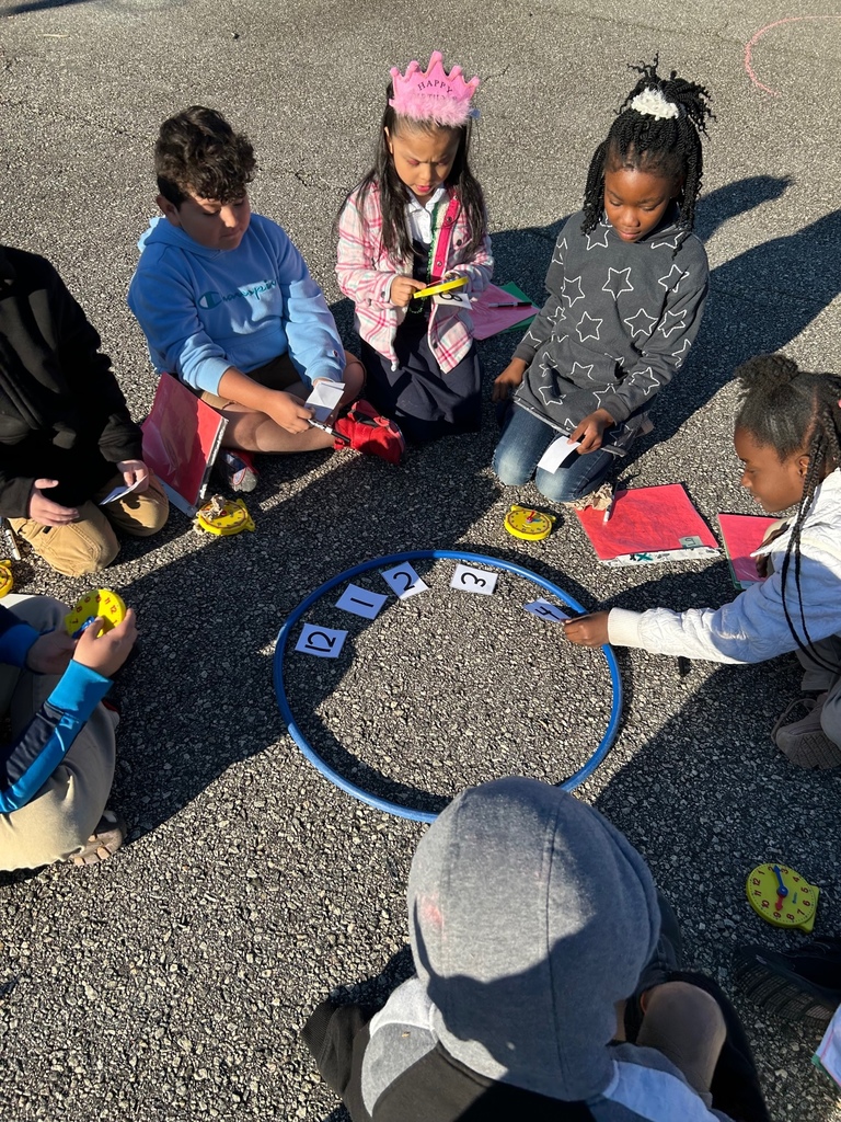 Students telling time.