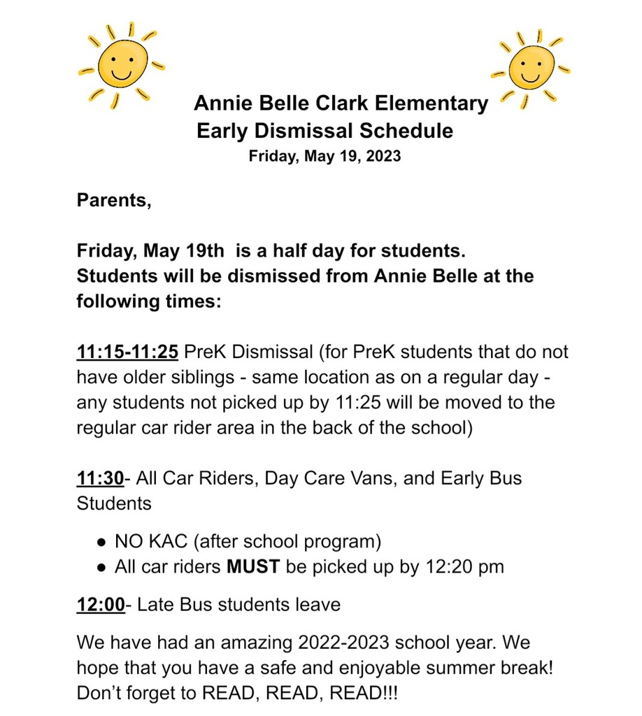 Early Dismissal Schedule