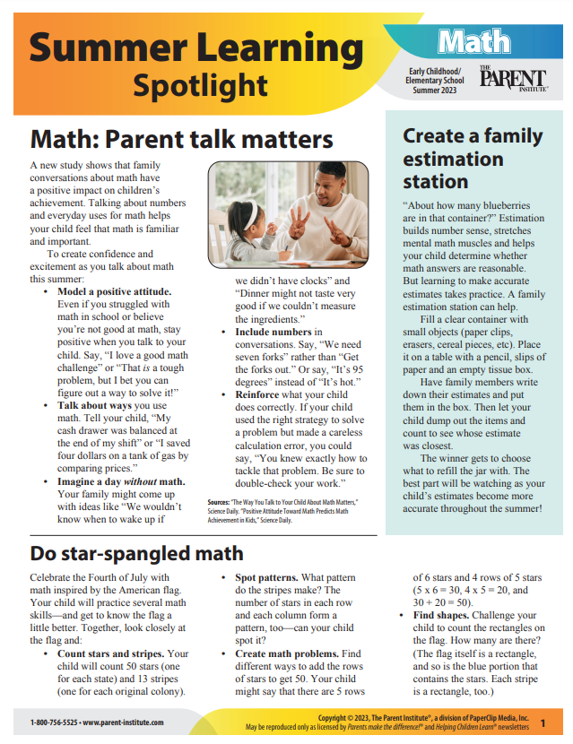 Summer Learning Math 1