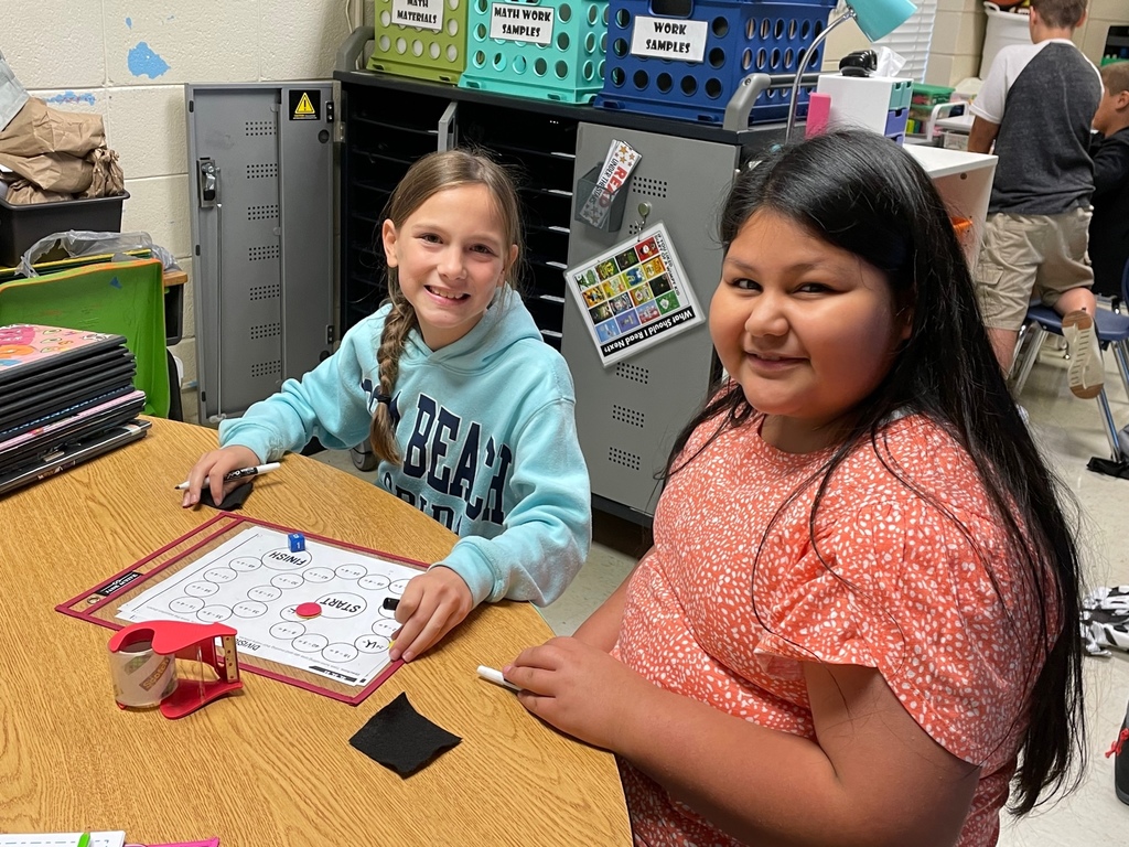 Students playing math games.